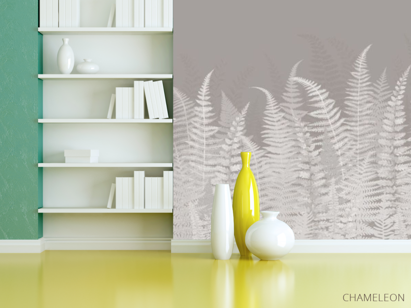 Фотошпалери листя папороті сірі - 3