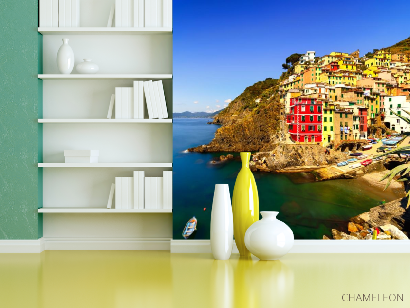 Фотообои красно-желтые дома над морем - 3