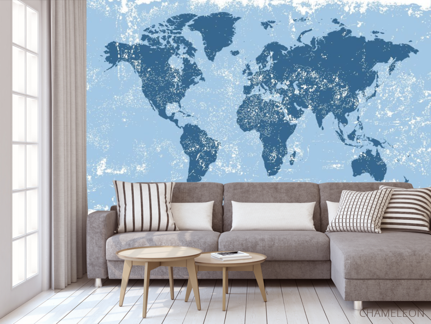 Фотообои Синяя карта мира - 3