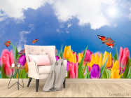 Фотообои Тюльпаны и бабочки - 4