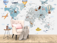 Фотообои Голубая карта с шарами на украинском - 4