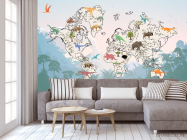Фотообои Детская карта с динозаврами для мальчика - 3
