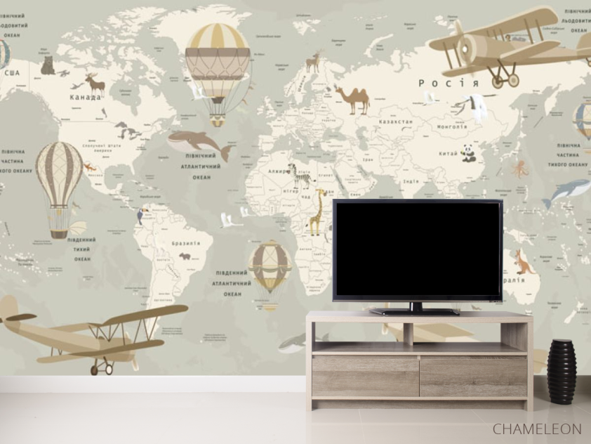 Фотообои Бежевая карта на украинском - 2