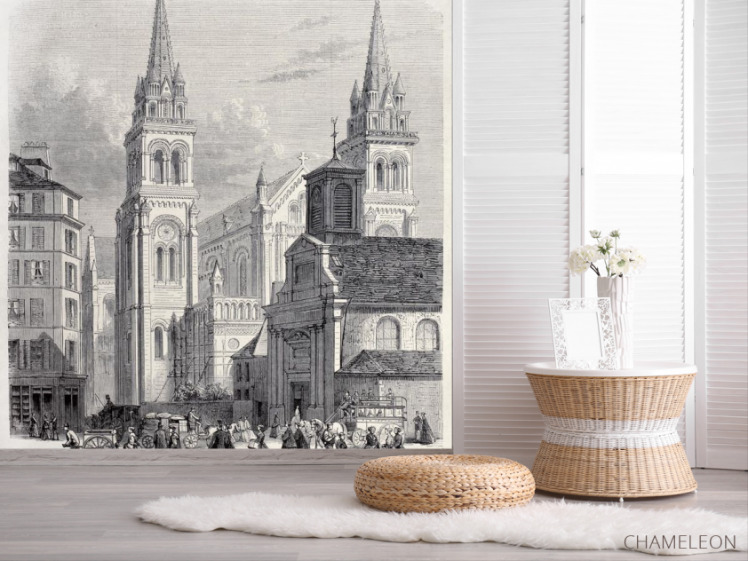 Фотошпалери гравюра старе місто - 2