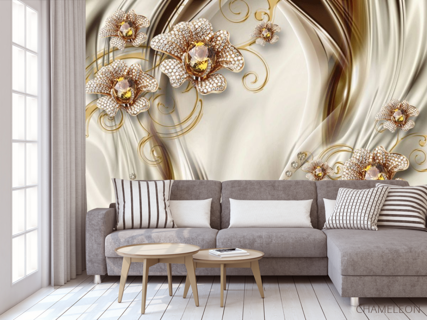 Фотообои Золотые брошки 3д - 3