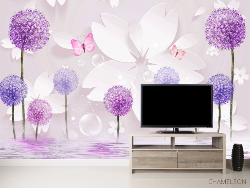 Фотообои Фиолетовые 3д одуванчики - 2