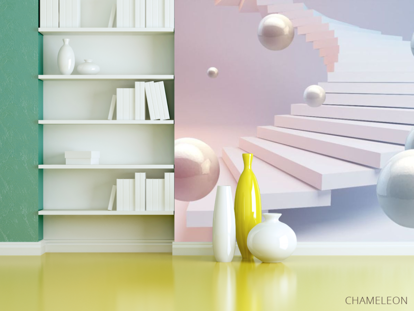 Фотошпалери 3Д кулі і рожеве небо - 3