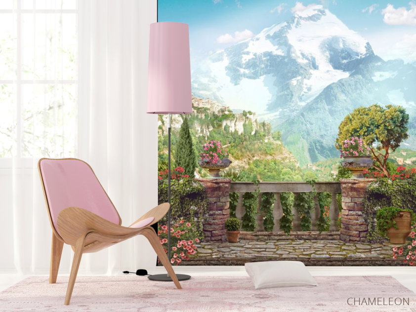 Фотообои Фреска балкон  с видом на горы - 4