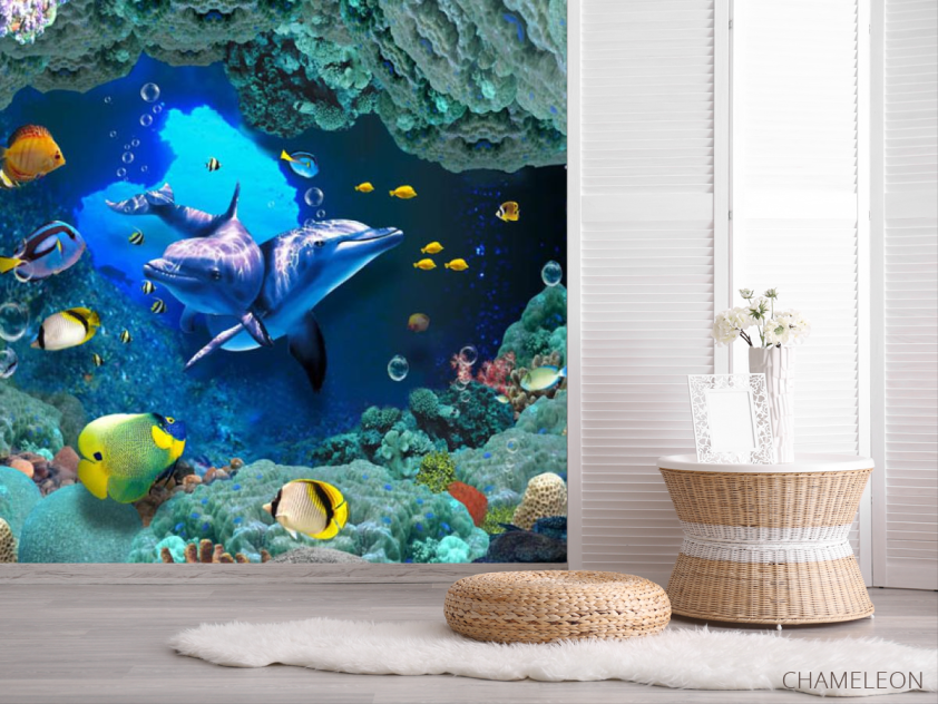 Фотошпалери дельфіни і корали - 2