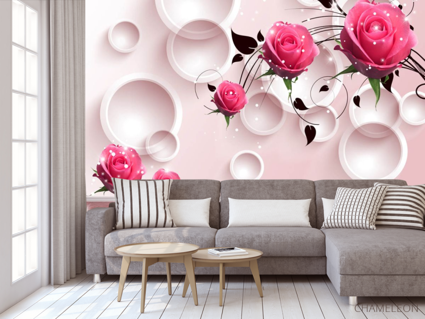 Фотообои 3д розы и круги - 3