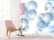 Фотошпалери Сині квіти з метеликами - 4