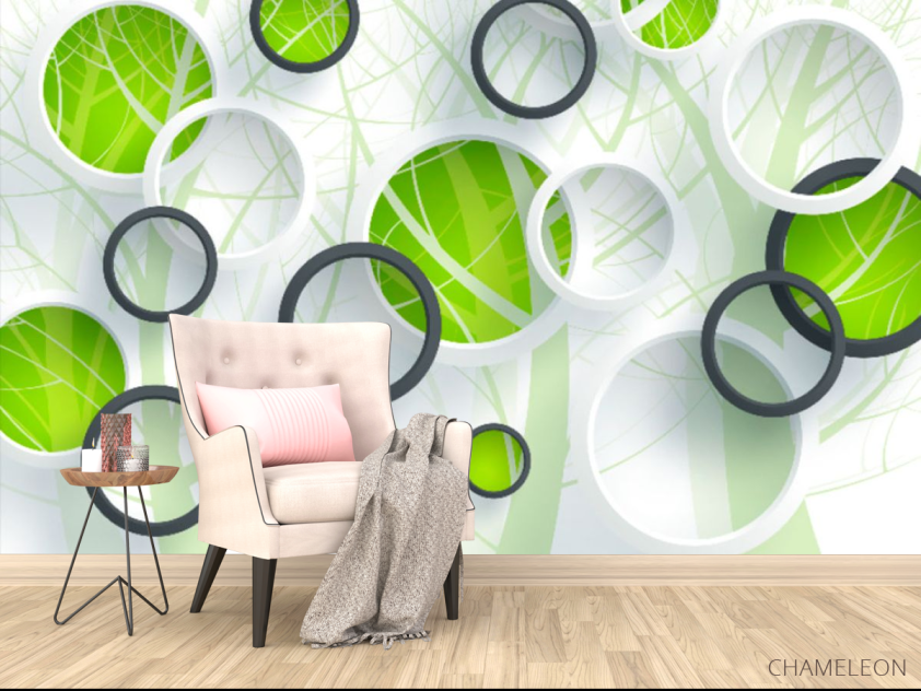 Фотообои Зеленые круги и дерево - 4