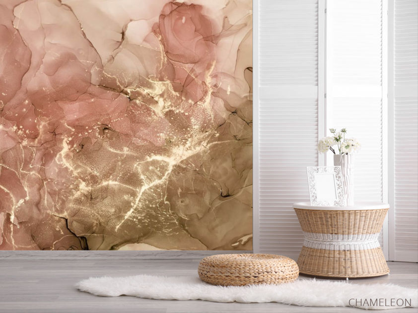 Фотошпалери Персиковий Fluid art - 2