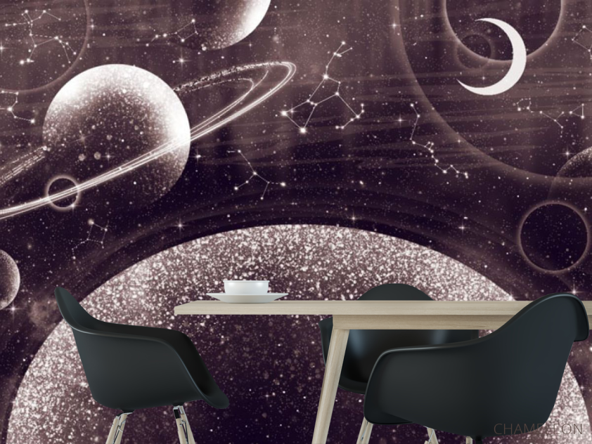 Фотошпалери дизайнерські планети коричневий відтінок - 1