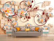 Фотообои 3д цветы и фигуры - 1