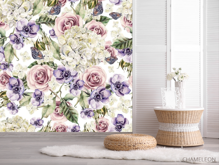 Фотообои цветы акварелью - 2