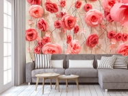 Фотообои 3d стена из роз - 3