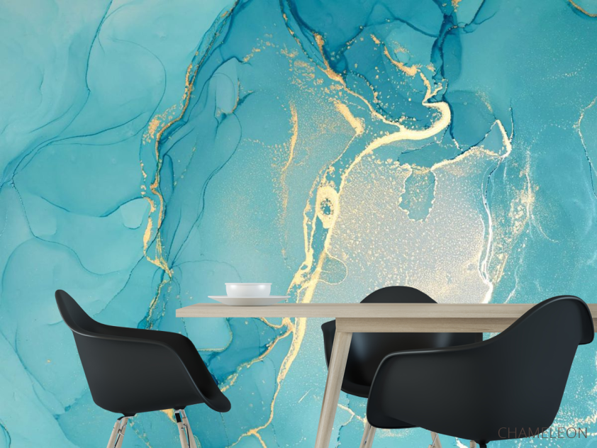 Фотошпалери Блакитний Fluid art - 1