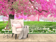 Фотообои Розовое дерево и олень - 4