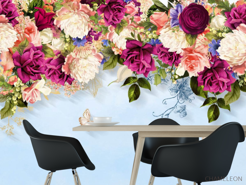 Фотошпалери Яскраві квіти зі стелі - 1