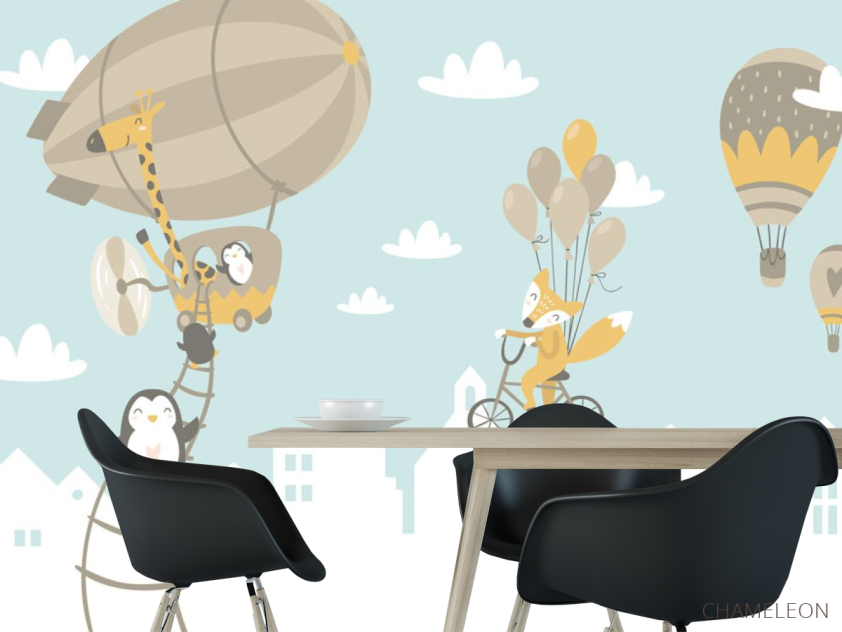 Фотошпалери Тваринки на повітряних кулях - 1