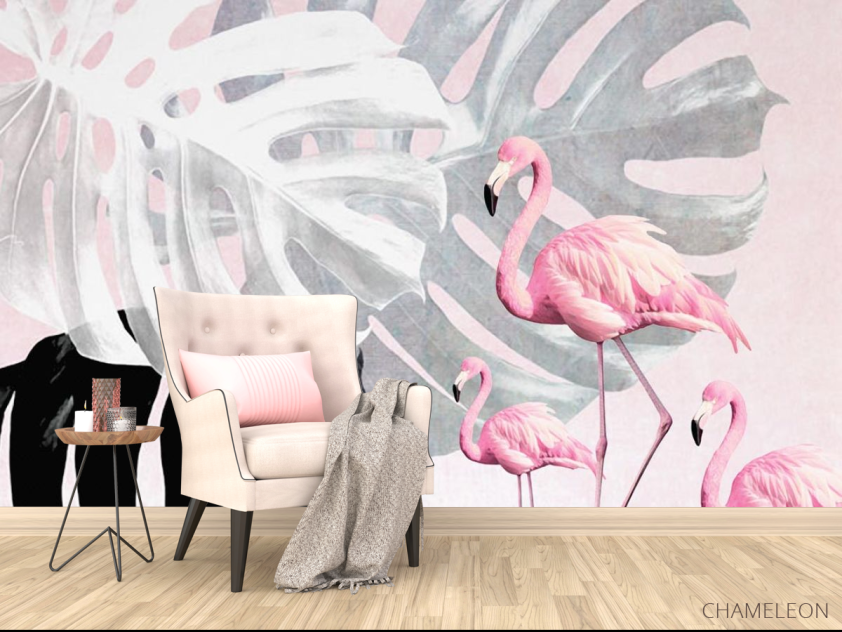 Фотообои Фламинго и Монстера - 4