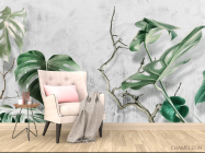 Фотообои Монстера и бетон - 4