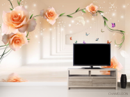 Фотообои Тонель с оранжевыми цветами - 2