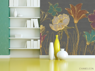 Фотошпалери Золоті квіти 3д - 3