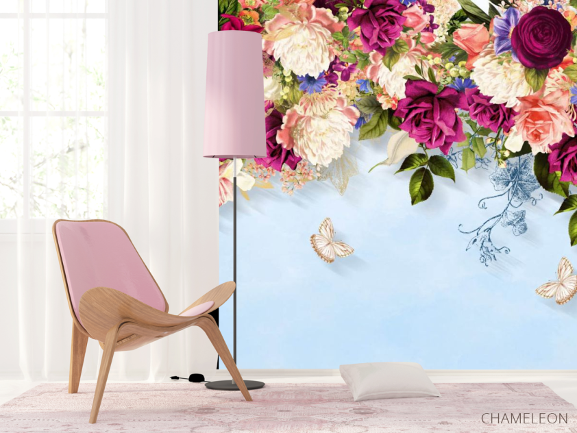 Фотошпалери Яскраві квіти зі стелі - 4