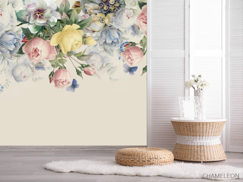 Фотошпалери Ніжні вінтажні квіти зі стелі - 2