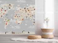 Фотошпалери карта сіра англійською - 2