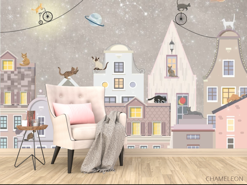 Фотообои Домики с котиками - 4