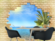 Фотошпалери Море за цегляною стіною - 1