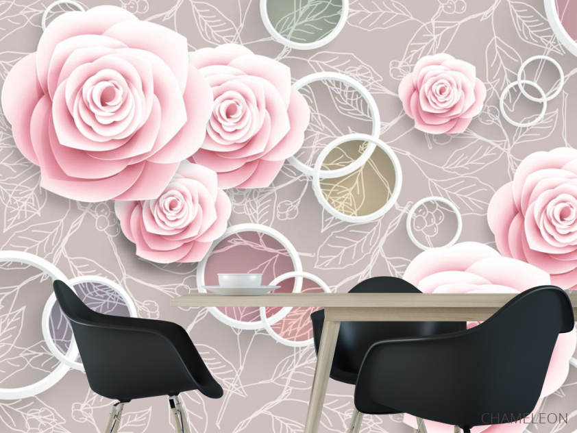 Фотошпалери Рожеві трояндочки 3Д - 1