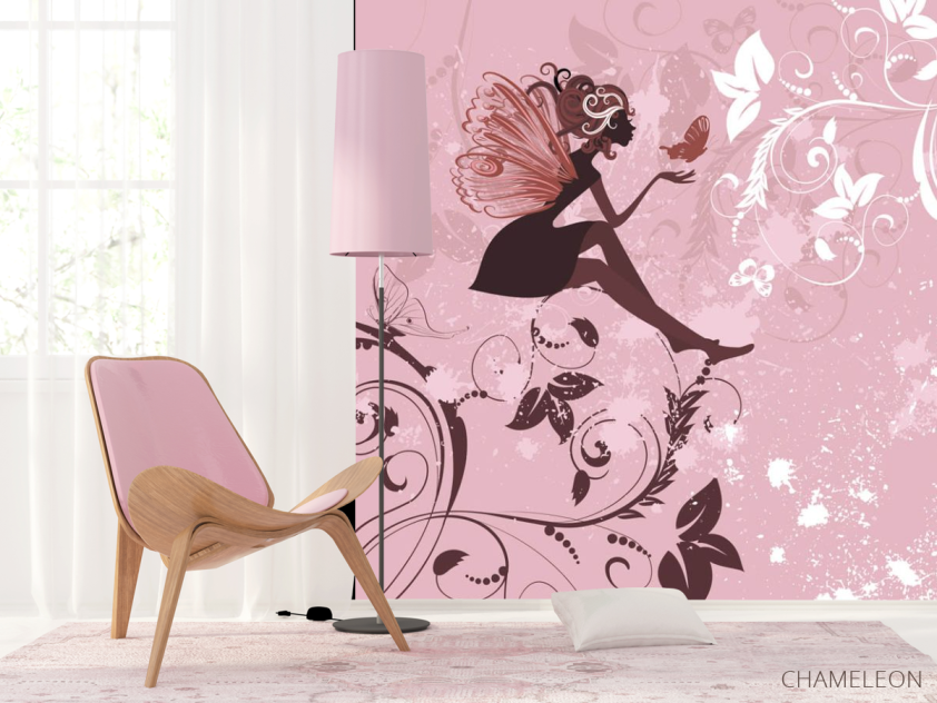 Фотошпалери Фея на рожевому тлі - 4