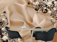 Фотошпалери Атласна тканина і 3d троянди - 1