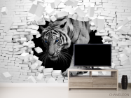Фотообои  Тигр из каменной стены - 2