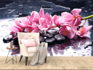 Фотообои Сиреневые цветы и камни - 4