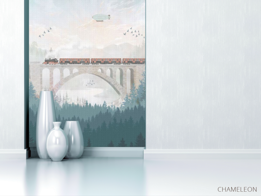 Фотообои Поезд на мосту в детскую - 1