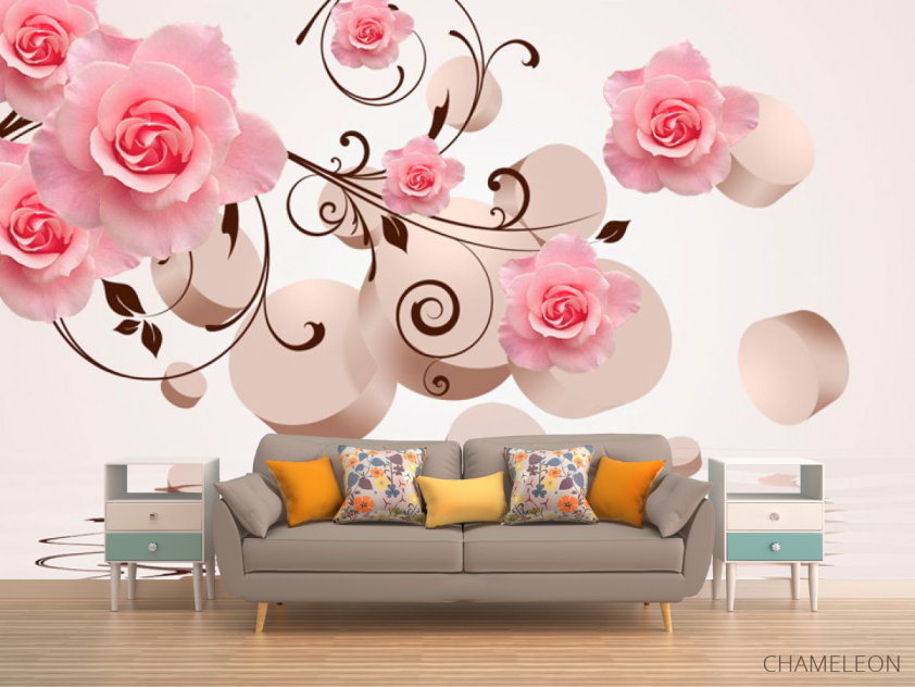 Фотообои 3D фигуры с розами - 1