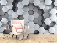 Фотообои Серые 3д шестиугольники - 4