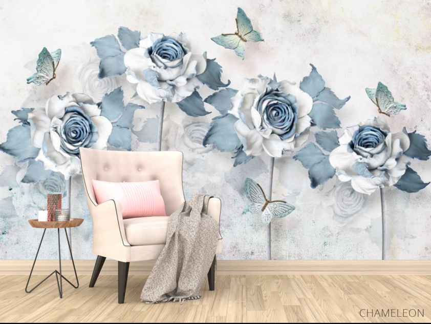 Фотообои 3d голубые розы - 4