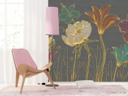 Фотошпалери Золоті квіти 3д - 4