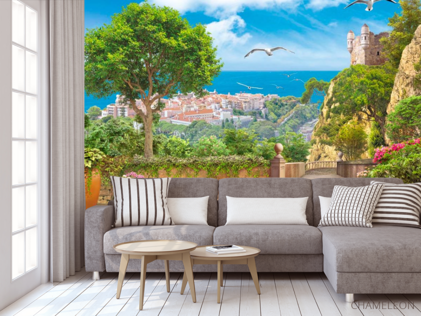 Фотообои Город, чайки, деревья - 3