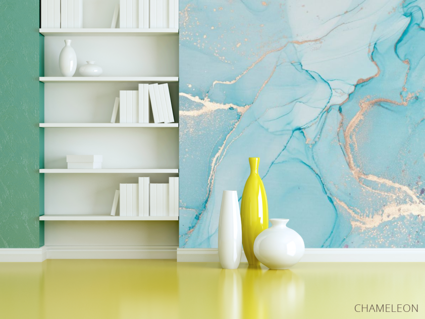 Фотошпалери Бірюзовий флюїд золото - 3