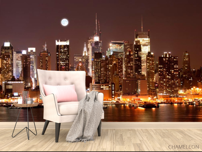 Фотообои Ночной причал, дома NY - 4