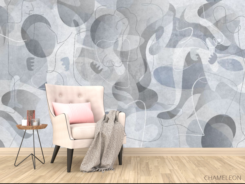 Фотообои Геометрические силуэты синяя - 4