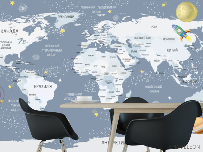 Фотошпалери блакитна карта дитяча українською мовою - 1