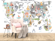 Фотообои Детская карта с животными - 4